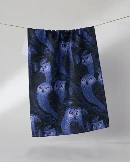 Moonfeather Blue — a Geometry printed kitchen tea towel